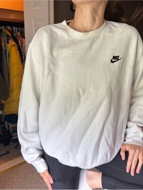 Nike White Crewneck Sweatshirt with Black Logo
